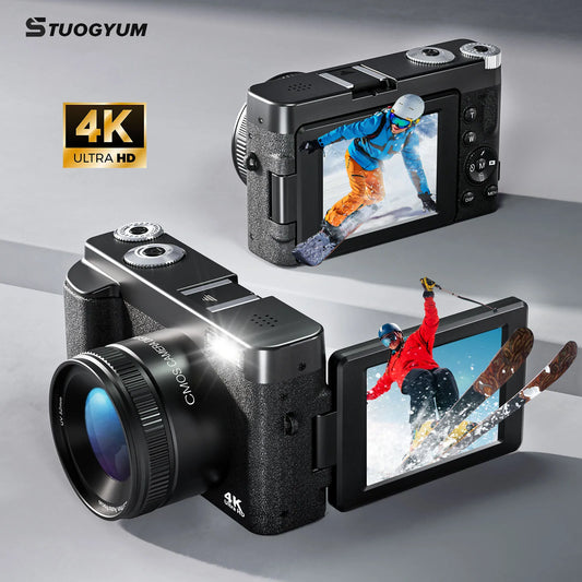 4K Digital Camera Photography Camera 48MP Autofocu Webcam Vlog Video Recorder Compact Cameras 180-Degree Rotation Flip Screen