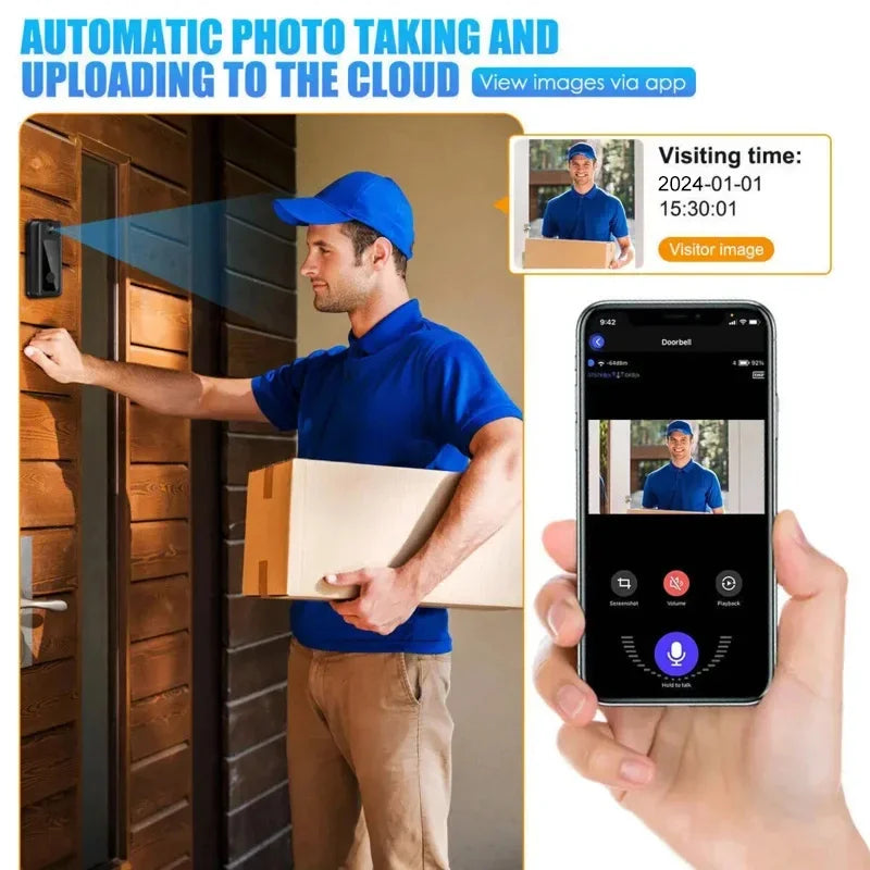 Smart Visual Wireless Doorbell Wifi Outdoor HD Camera Security Door Bell Night Vision Video Intercom Voice Change Home Monitor