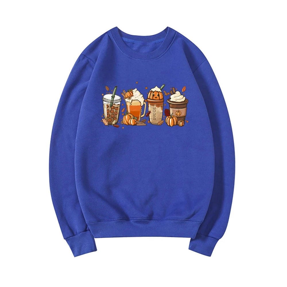 Fall Coffee Sweatshirt Cute Fall Hoodie Thanksgiving Sweatshirt Halloween Hoodies Women Clothes Coffee Lover Pullovers Tops