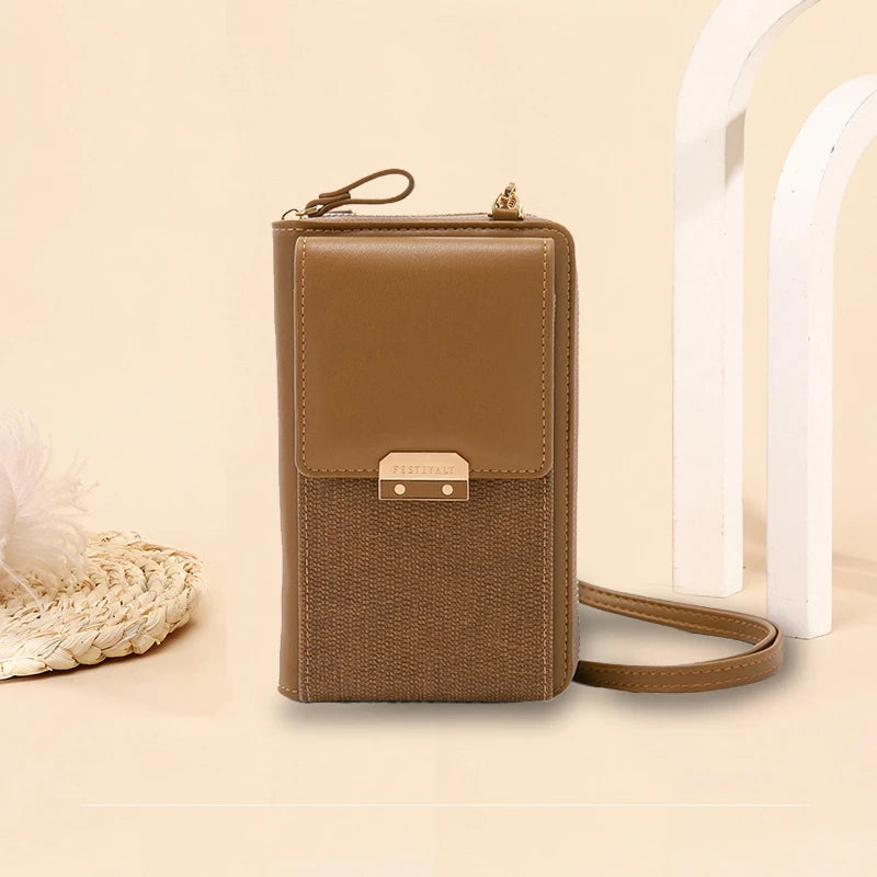 New Women Messenger Bags Luxury Pu Leather Handbags Outing Shoulder Bags Phone Wallet Solid Small Crossbody Bags Long Strap