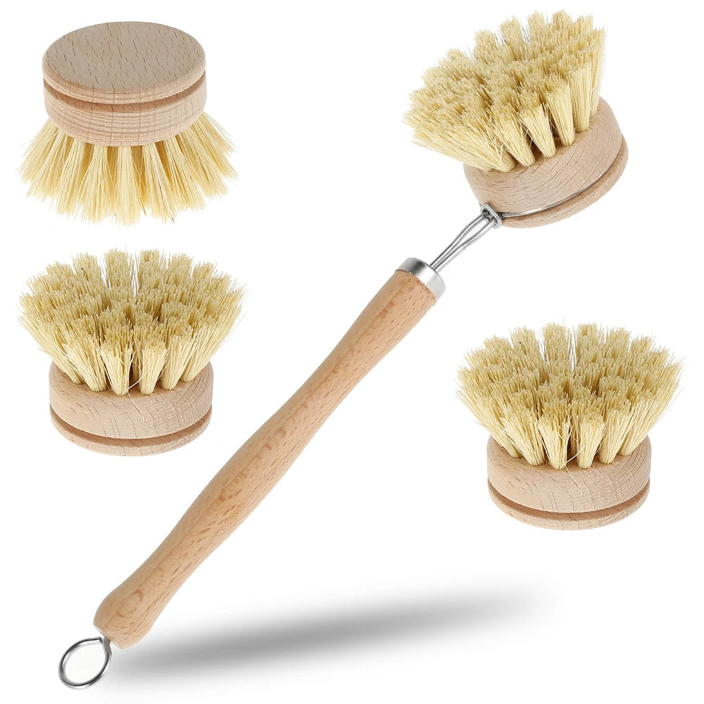 Wooden Dish Brush with Natural Sisal and Coconut Durable Portable Kitchen Cleaning Brush Eco Friendly Zero Waste