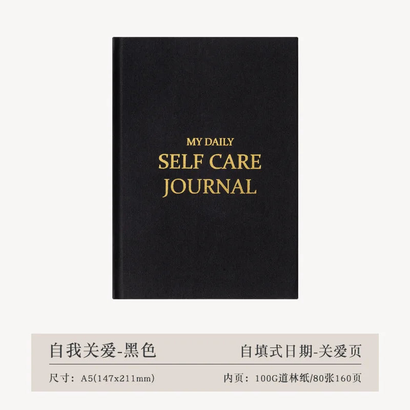 A5 SELF CARE JOURNAL Gratitude Diary Happiness Diary English Version Cloth Covered Hot Stamping Office Notebook