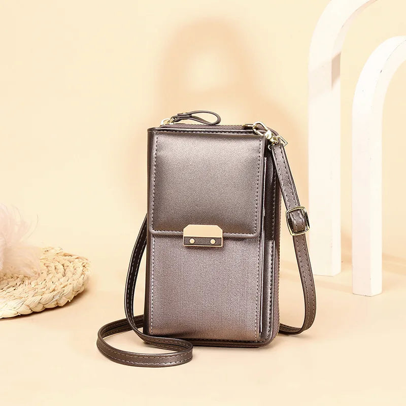 New Women Messenger Bags Luxury Pu Leather Handbags Outing Shoulder Bags Phone Wallet Solid Small Crossbody Bags Long Strap