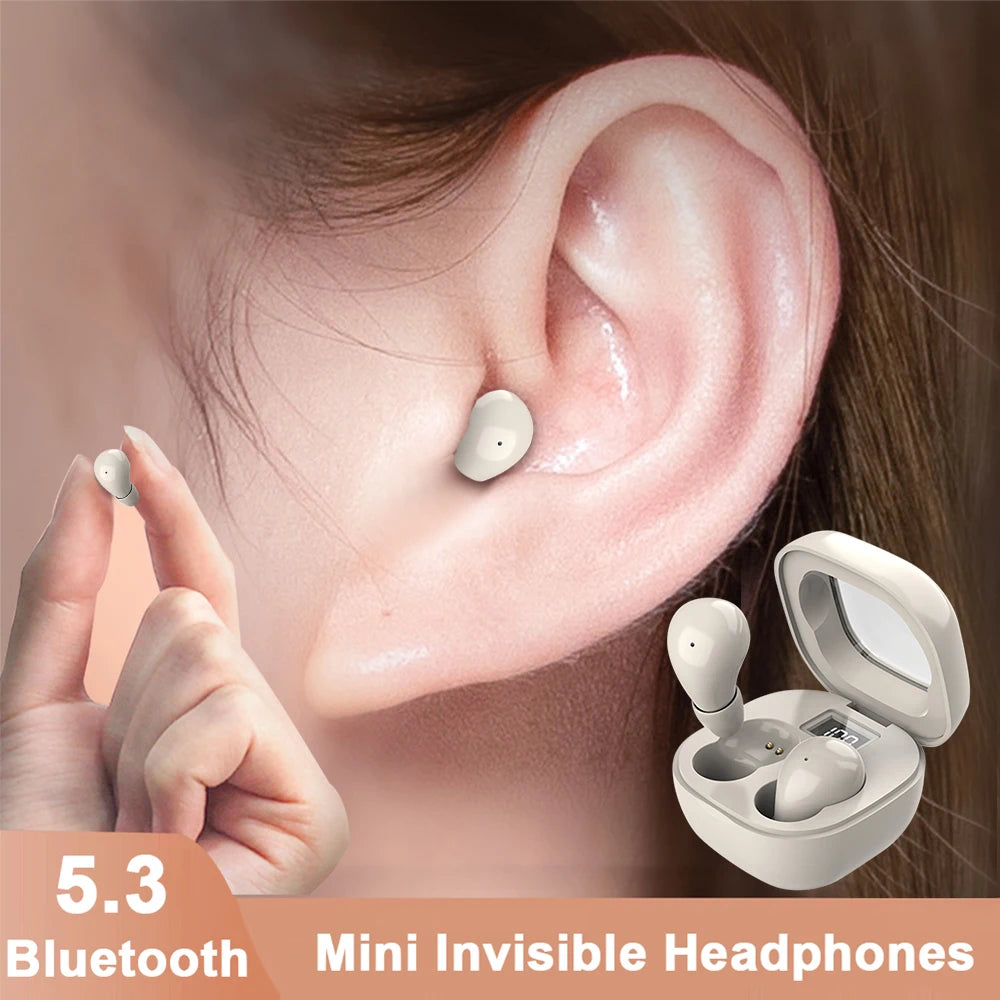 Mini Invisible Headphones TWS Bluetooth 5.3 Earphones Wireless Heasets HIFI Stereo Noise Reduction Earbuds for Iphone Xiaomi