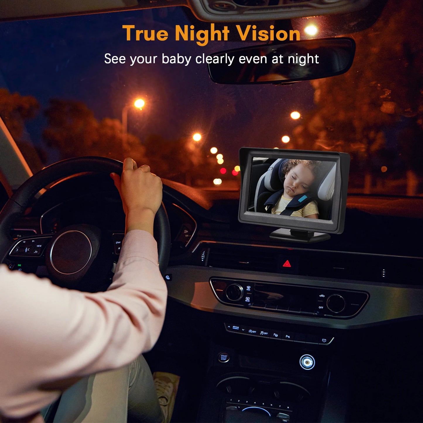 1080P Baby Car Monitor Camera for Baby Rear Facing Seat 4.3 Inch Car Seat Mirror Display 150° Wide View Night Vision Car Camera