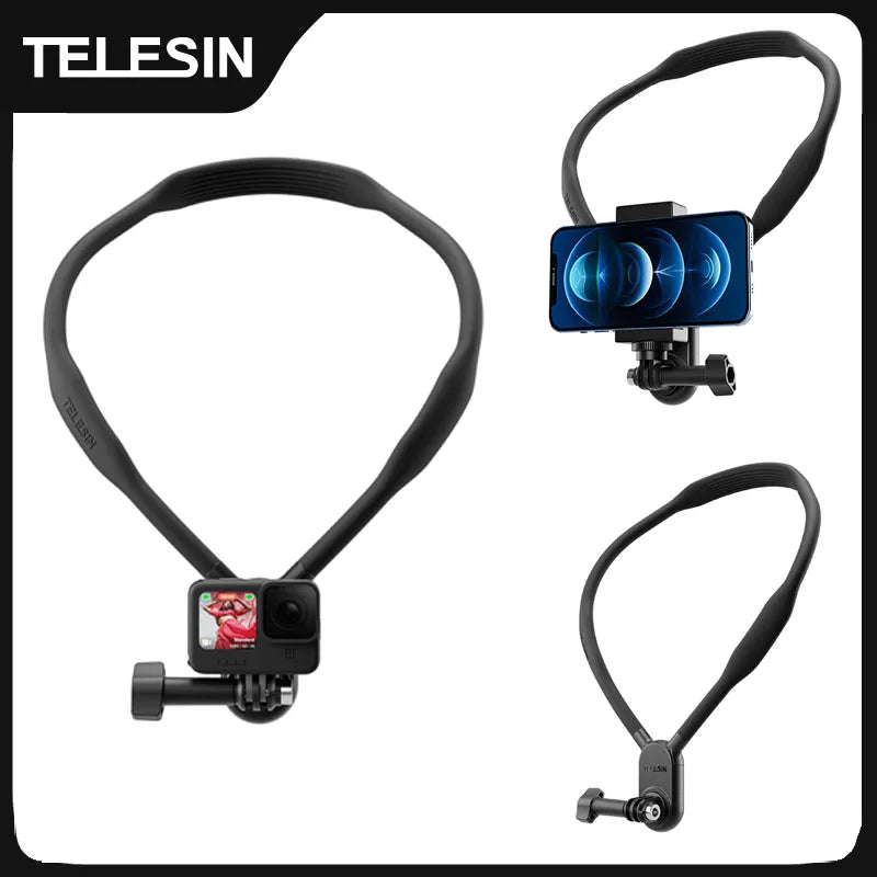 TELESIN Neck Hold Mount Chest Mount for Gopro 12 Hero 11 10 9 8 7 6 Insta360 DJI Osmo Action Silicone Action Camera Accessories