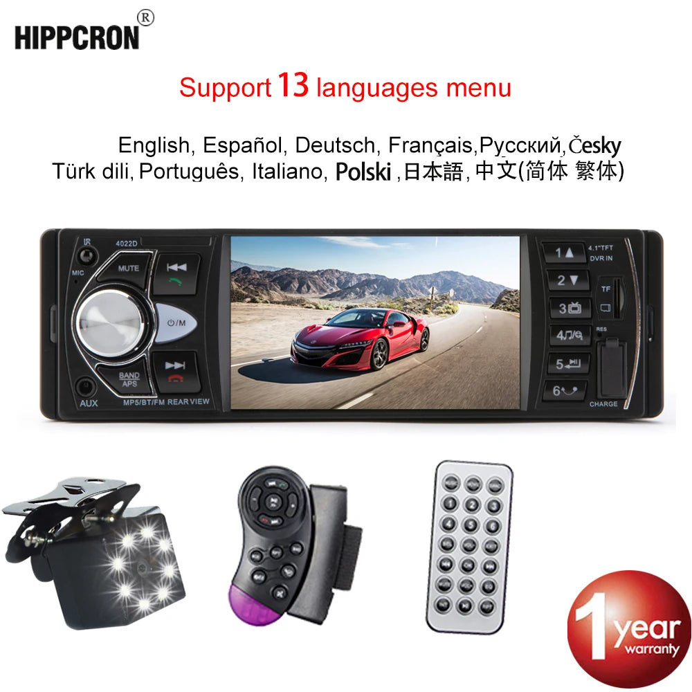 Car Radio 1 Din Autoradio 4022D Bluetooth 4.1" Screen Support Rear View Camera Steering Wheel Contral Car Stereo