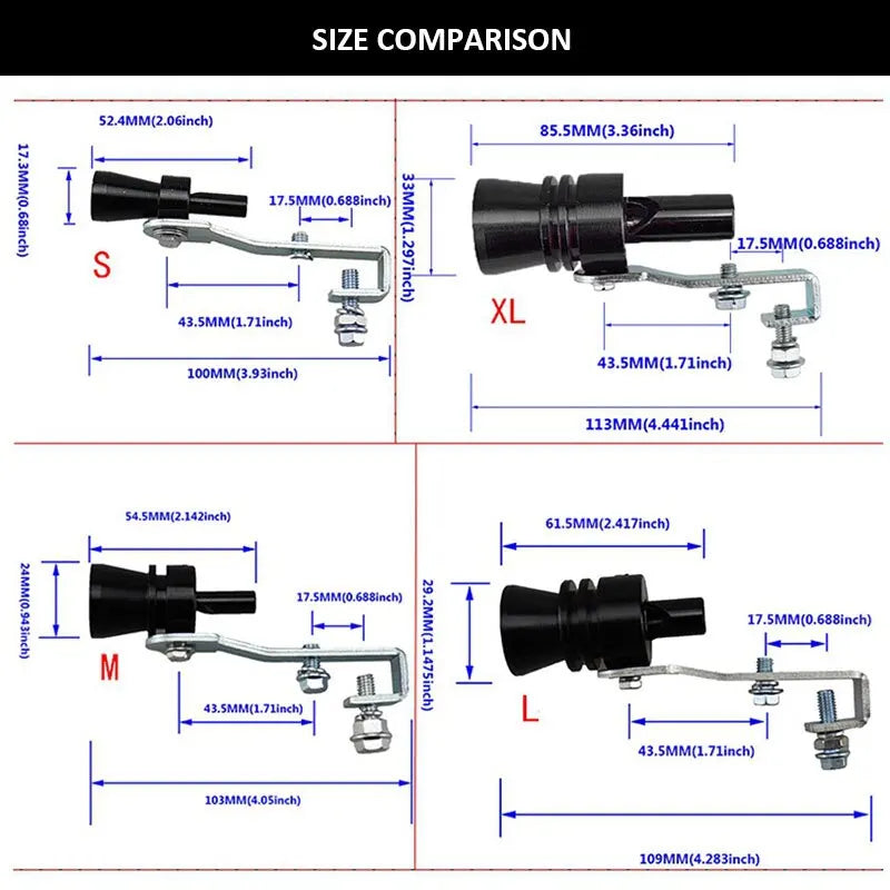 Xl Size Black Turbo Sound Whistle Vehicle Refit Device Exhaust for Exhaust Resonators for Car Noise Exhaust Pot Car